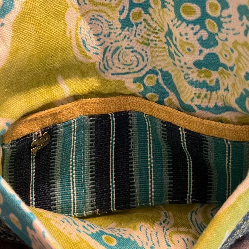 Peace of Thread Handmade One-Of-A-Kind Woven Lenvelope Wallet Clutch Blue Green